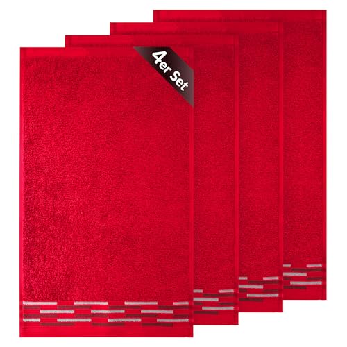 Lashuma kleine Frottee Handtücher Rot, Lugano 4er Set Gästetücher 30x50 cm von Lashuma