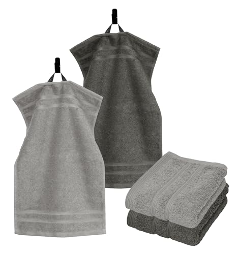 Lashuma kleines Handtuch Set Grau – Anthrazit, London Baumwolle Gästehandtücher 30x50 cm von Lashuma