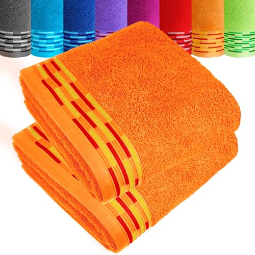 Lashuma orangene 50x100 cm Handtücher Set 2 Stück aus 100% Baumwolle, Lugano Frotteetücher Made in Portugal Lashuma orangene 50x100 cm Handtücher Set 2 Stück aus 100% Baumwolle, Lugano Frotteetücher Made in Portugal von Lashuma