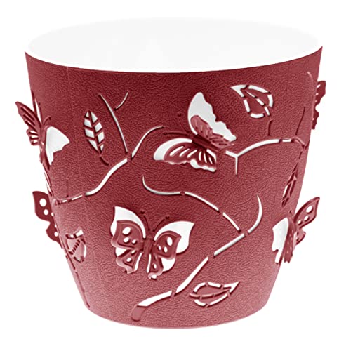 Lashuma rundes Pflanzgefäß rot, Blumenkübel draußen - drinnen, Kunststoff Pflanzschale Ø 14 cm von Lashuma