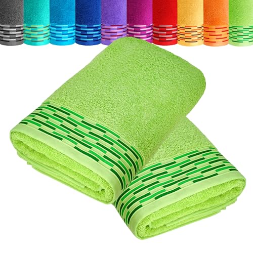 Lashuma Frottee Duschtücher 70x140 aus 100% Baumwolle, Lugano 2er Pack Badehandtuch Apfelgrün von Lashuma