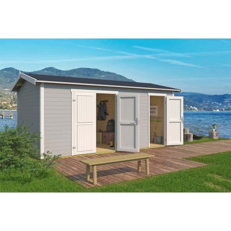 Lasita Holz-Gartenhaus Tuvalu XL Lichtgrau 540 cm x 331,2 cm von Lasita