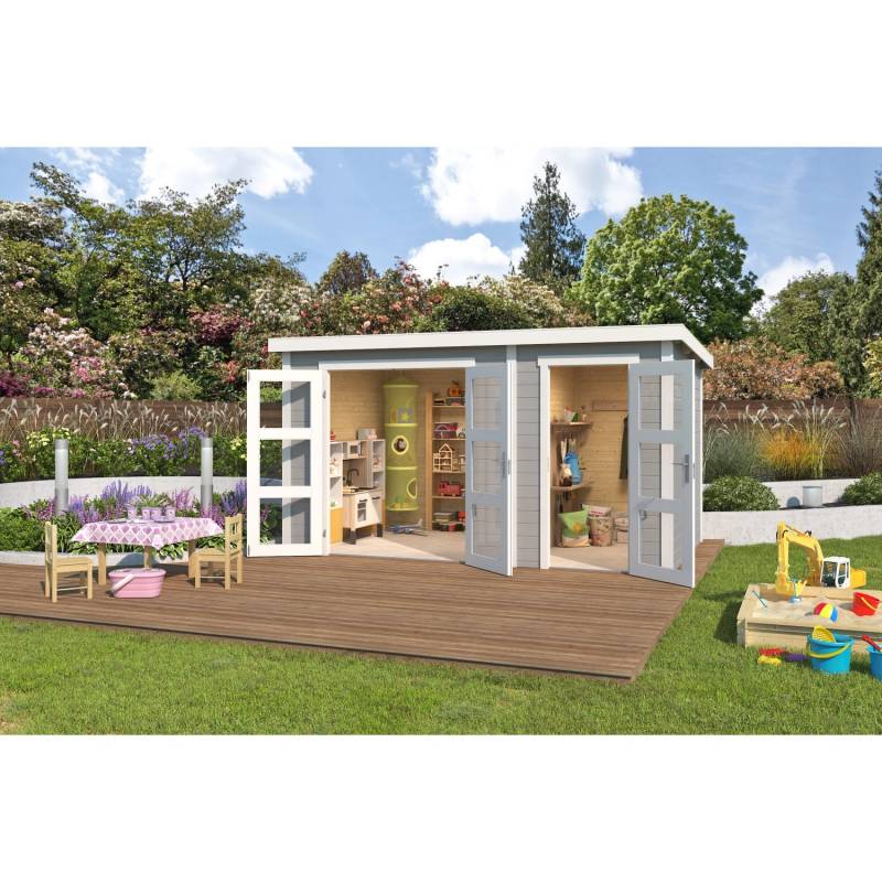 Lasita Holz-Gartenhaus Zambezi XL Lichtgrau 400 cm x 259,7 cm Lasita Holz-Gartenhaus Zambezi XL Lichtgrau 400 cm x 259,7 cm von Lasita