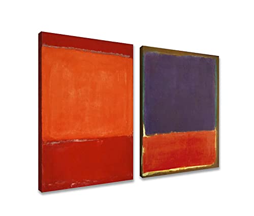 Lasite 2 Piece Mark Rothko Leinwandbilder Kunstdruck Bilder Reproduktion Leinwanddruck Bilder Leinwand Gemälde Wanddekoration gerahmt fertig zum Aufhängen（45x70cm18x28inchx2,Gerahmt von Lasite