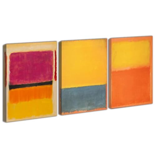 Lasite 3Pcs Mark Rothko Leinwandbilder Kunstdruck Bilder Reproduktion Leinwanddruck Bilder Leinwand Gemälde Wanddekoration gerahmt fertig zum Aufhängen（50x70cm） 20x28inch,Gerahmt von Lasite