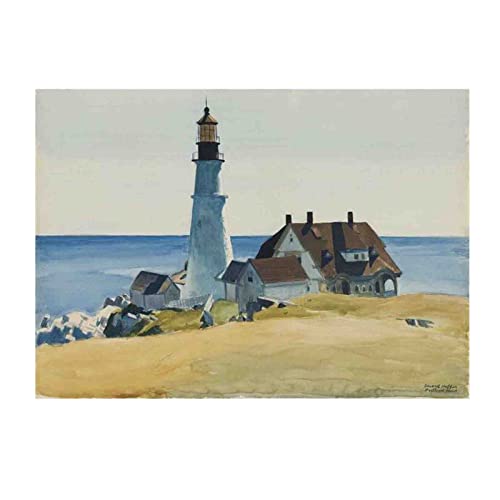 Lasite Edward Hopper《Leuchtturm》Leinwandbilder Kunstdruck Bilder Reproduktion Leinwanddruck Bilder Leinwand Gemälde Wanddekoration fertig Realistisch(（65x91cm） 26x36inch,Ungerahmt) von Lasite