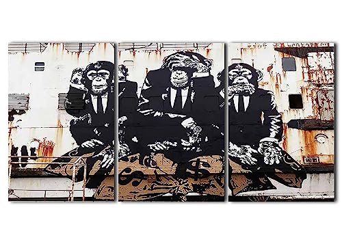 Lasite 3Pcs Banksy Leinwandbilder Graffiti Kunstdruck Bilder Reproduktion Leinwanddruck Bilder Leinwand Gemälde Wanddekoration Wandbild(Ungerahmt,（80x120cm） 32x47inch) von Lasite