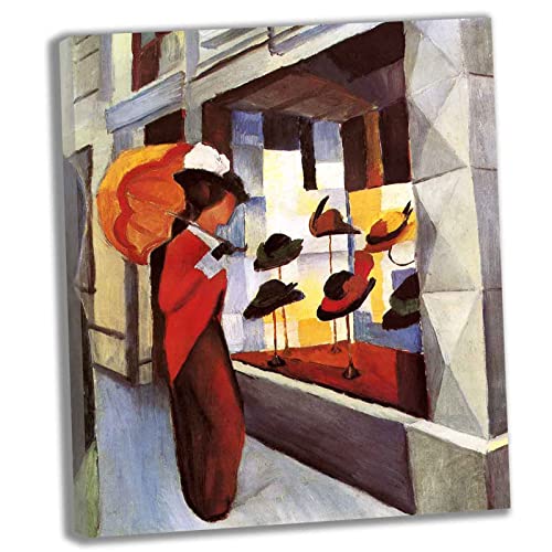 Lasite August Macke《Ohne Titel》Leinwandbilder Kunstdruck Bilder Reproduktion Leinwanddruck Bilder Leinwand Gemälde Wanddekoration gerahmt fertig zum Aufhängen（40x48cm） 16x19inch,Gerahmt von Lasite