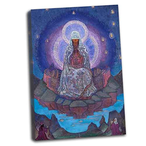 Lasite Nicholas Roerich《The Mother World 》Leinwandbilder Kunstdruck Bilder Reproduktion Leinwanddruck Gemälde Wanddekoration gerahmt fertig zum Aufhängen（70x100cm） 28x39inch,Gerahmt von Lasite