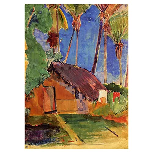 Lasite Paul Gauguin《Hütte unter》Leinwandbilder Impressionismus Kunstdruck Bilder Reproduktion Leinwanddruck Bilder Leinwand Gemälde Wanddekoration Wandbild（65x91cm） 26x36inch,Ungerahmt von Lasite