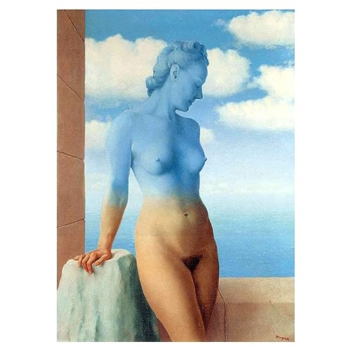 Lasite Rene Magritte《Schwarze Magie》Leinwandbilder Kunstdruck Bilder Reproduktion Leinwanddruck Bilder Leinwand Gemälde Wanddekoration Wandbild(Ungerahmt,（40x56cm） 16x22inch) von Lasite