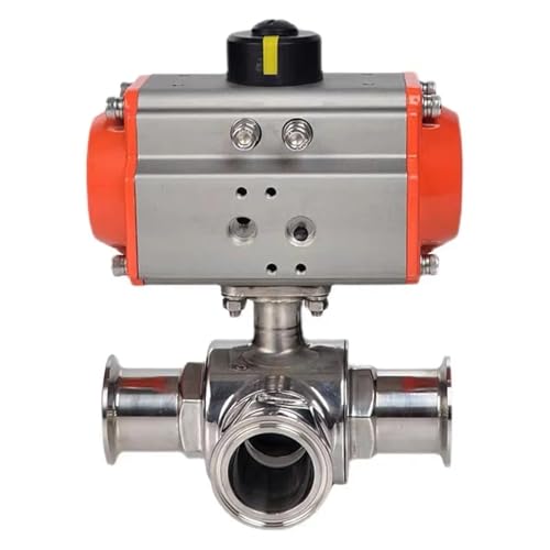 1 stück 63mm 3 Weg Sanitär 304 Pneumatische Kugelhahn Tri Clamp Ferrule Typ Doppeltwirkend Zylinder(L Type) von Lasitech