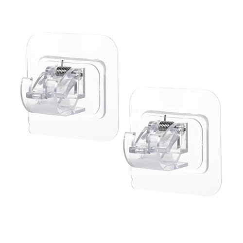 2/4PCS Gardinenstange Klammern Selbstklebende Halter Haken Nagelfrei Verstellbare Kleiderbügel(2 Transparent) von Lasitech