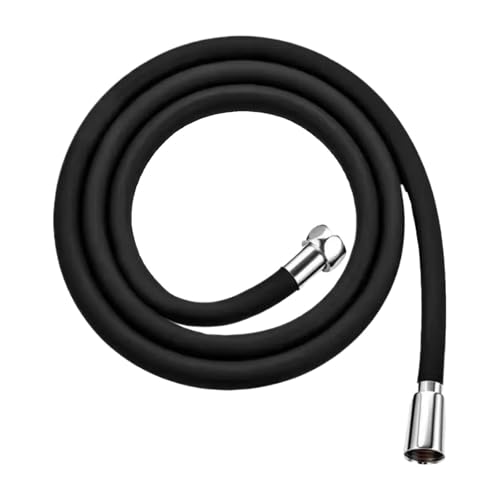 1pc Weiche Silikon Flexible Dusche Schlauch Anti-Wicklung 1,5 M/2M Badezimmer Rohr Hochdruck Verlängerung Schwarz kopf Rohr(Black,150CM) von Lasitmerh
