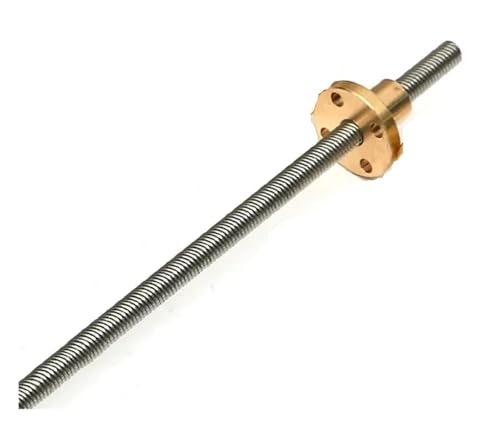 Lasitmerh 1SET 3D for Druckerschraube T6 Edelstahl Große Blei Trapezgewindestange 100mm 200mm 300mm 400mm 500mm Mit Kupfermutter(Pitch 1mm-Lead 4mm,250mm) von Lasitmerh