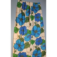 Vintage 1960S-1970S Art Deco Grün Und Blau Blumen Verdunkelungsvorhang Panel Set 63 "x 41" von LastWordThreads