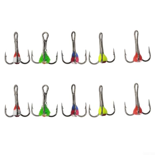 10-teiliges Set Edelstahl-Eis-Angelhaken mit Dreibacken-Design, interne gebogene Haken für verbesserte Piercing-Effizienz, sinkende Köderverwendung (8#) von Lastdaytime