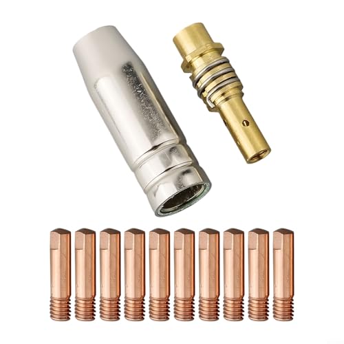 12-teiliges Schweiß-Verbrauchsmaterial-Set für MB15 MIG-Taschenlampe mit M6-Kontaktspitzen, 0 8 mm Düsenabdeckung und Spitzenhalter, geeignet für 14AK 15AK Modelle Kupfer Chrom Zirkonia (0,8 mm) von Lastdaytime