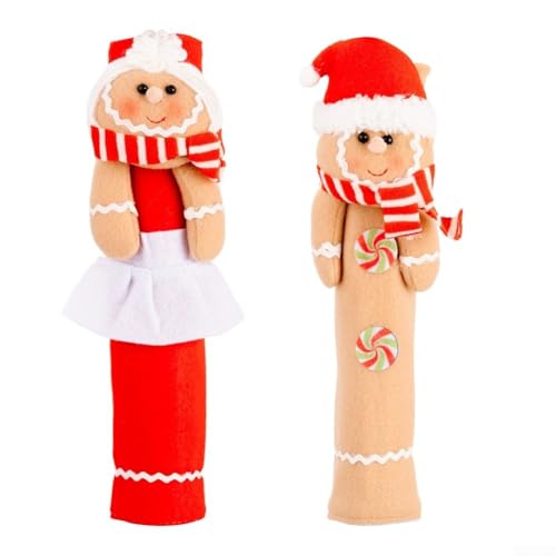 2 x Weihnachts-Kühlschrank-Griffabdeckungen, Stofftuch mit Keksmann-Design, geeignet für Küchengeräte und Schränke 2 x Weihnachts-Kühlschrank-Griffabdeckungen, Stofftuch mit Keksmann-Design, geeignet für Küchengeräte und Schränke von Lastdaytime