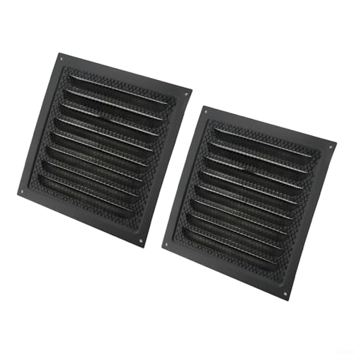 200 x 200 mm Lüftungsgitter mit Insektenschutz, Design für effiziente Luftzirkulation zu Hause oder im Büro (2 Stück schwarz) von Lastdaytime