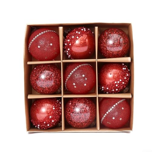9 Stück Weihnachtskugeln Ornamente für Baum-Hängedekorationen für mehrere Anlässe wie Feiertage, Festivals, Hochzeiten und Zuhause oder Büro (rot) von Lastdaytime