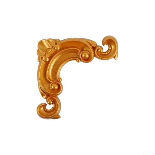 Dekorative PVC Ecke Blumen für Tür, Schrank, Bett Gebrauch Retro Stil Dekorative Bordüre Abziehbilder 4 Stück Set für Inneneinrichtung (Gold) von Lastdaytime