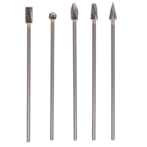 Drehfrässtifte 5-teiliges Set mit Einzelschnittköpfen aus massivem Hartmetall 3 x 6 x 100 mm für präzises Entgraten und Fräsen in Metall, Holz und Kunststoff (Doppelschnitt) von Lastdaytime