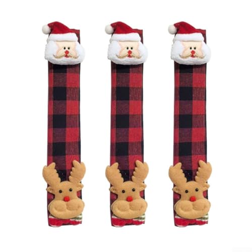 Für langlebige Stoff-Weihnachtsgriffabdeckungen 3 Stück für Mikrowelle, Kühlschrank, Ofen, Griffschutz für Urlaub, Küche, Dekor (Modell von 3) von Lastdaytime