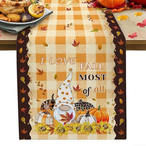 Halloween-Tischläufer mit Herbstmotiv für Partydekoration mit klassischen Halloween-Elementen, Tischdecke, geeignet für Esszimmer und andere Oberflächen (B) von Lastdaytime
