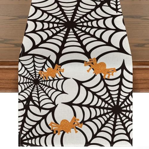 Halloween-Tischläufer mit Totenkopf und Kürbis für gruselige Atmosphäre für Esstische und Partys (D) von Lastdaytime