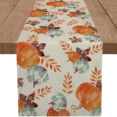 Herbst Halloween Tischläufer mit Spukhaus und Zwerg Mustern für Party Dekoration Halloween Themed Tischdecke Geeignet für mehrere Anwendungen (A) von Lastdaytime