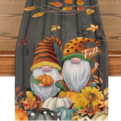Herbst-Themed Halloween Tischläufer für Party Dekoration mit klassischen Halloween-Elementen, Tischdecke, geeignet für Esszimmer und andere Oberflächen (E) von Lastdaytime
