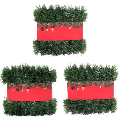 Künstlicher Weihnachtskranz aus Rattan mit realistischem Grün für saisonale Dekoration, geeignet für Hochzeiten, Partys und Zuhause (10 m) von Lastdaytime