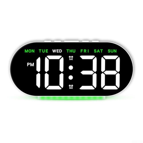 LED-Uhr mit USB-Ladefunktion und weichem Umgebungslicht, verbessert die Ästhetik Ihres Schlafzimmers (W-Grün) von Lastdaytime