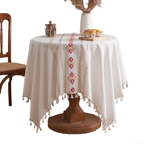 Lastdaytime Couchtischdecke, wasserdicht, hitzebeständig, Polycotton, rot besticktes Design, Tischschutz (150 x 150 cm) von Lastdaytime