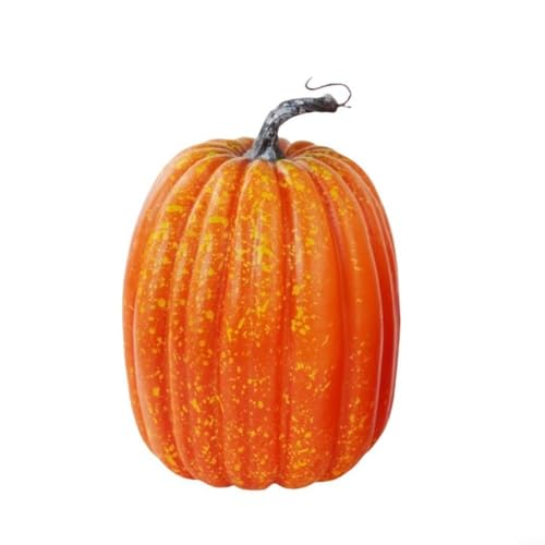 Lastdaytime Künstliche Kürbisse für Halloween und Thanksgiving, saisonale Dekoration, hergestellt aus Schaumstoff und Kunststoff mit realistischen Details für Tischdekoration (orangefarbener Kürbis) von Lastdaytime