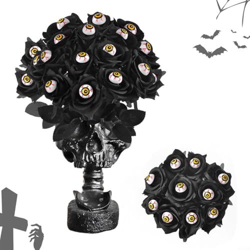 Lastdaytime Künstliche Rosen für Halloween, mit Augapfeln, 15 Stück, für dekorative Verwendung bei Partys und Veranstaltungen (schwarze Rose) von Lastdaytime