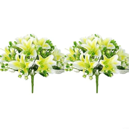 Lastdaytime Realistischer künstlicher Lilienstrauß für Zuhause und Veranstaltungen, Seidenblumen mit 9 Köpfen, entworfen für stilvolle Innendekoration (gelb) von Lastdaytime