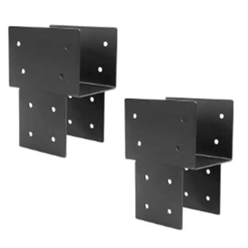 Lastdaytime Robuste Halterung für Pavillon-Pfostenkappen für 4 x 4 Holzpfosten (innen 8,9 x 8,9 cm), Metallbalkenverbinder, schwarz, Outdoor-Unterstützung (2 Stück) von Lastdaytime