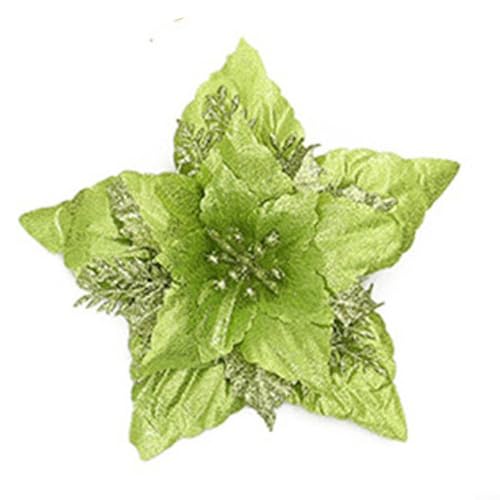 Lastdaytime Set mit 5 glitzernden Weihnachtsstern-Blumen für Weihnachtsbaum und Partys (Armeegrün) von Lastdaytime