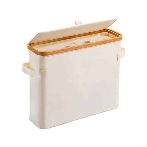 Lastdaytime WC-Papierkorb mit Deckel und Seitenfenster, für 12 Rollen, feuchtigkeitsbeständiges Design (Beige) von Lastdaytime