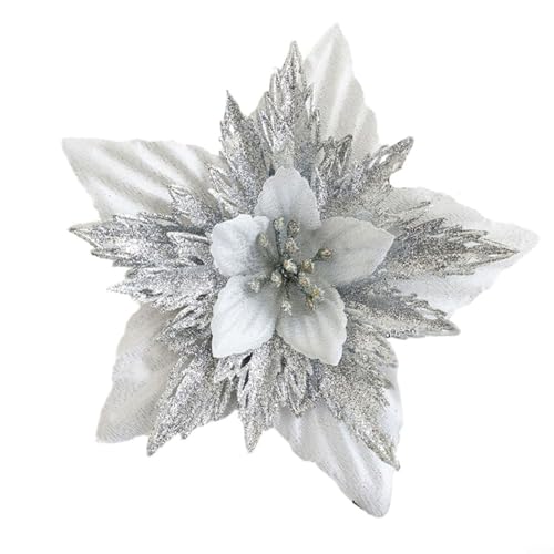 Lastdaytime Weihnachtliche florale Akzente zum Dekorieren von Bäumen und Häusern, feiern Sie die Jahreszeit mit Stil (Silber) von Lastdaytime
