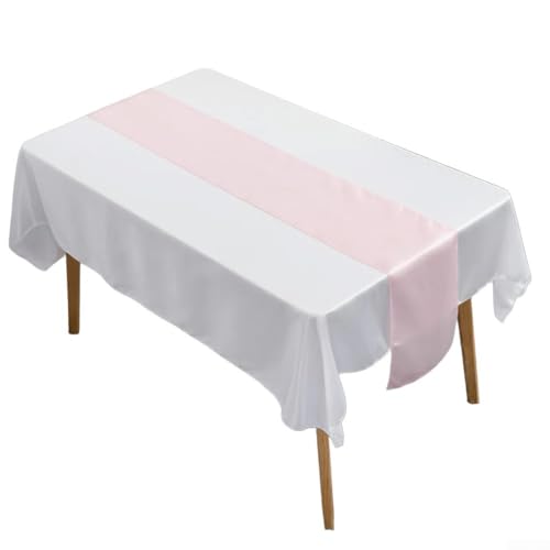 Moderner Satin-Tischläufer für Hochzeiten und Bankette, glatte Textur für einen anspruchsvollen Look (Rosa) von Lastdaytime