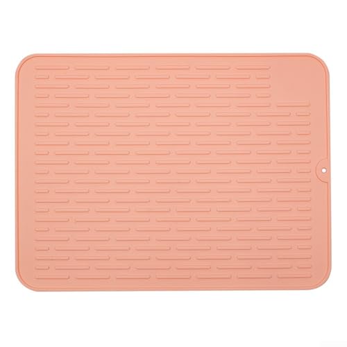 Rutschfeste Abtropfmatte aus Silikon für die Küche, mit erhöhten Streifenlinien für verbesserte Belüftung und Wasserablauf (Rosa) von Lastdaytime