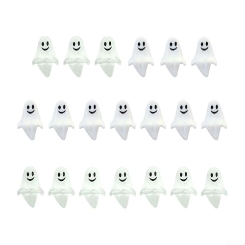 Set mit 20 Mini-Halloween-Dekorationen mit gruseligen Gesichtern für Blumentopf, Bücherregal, Fensterbank, Kunststofffiguren für saisonale Präsentation von Lastdaytime