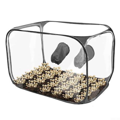 Statische Luftbox für Pilzzucht-Enthusiasten, tragbares und kompaktes Design mit Handschuhen und doppeltem Reißverschluss, transparentes PVC für einfache Überwachung (schwarz) von Lastdaytime