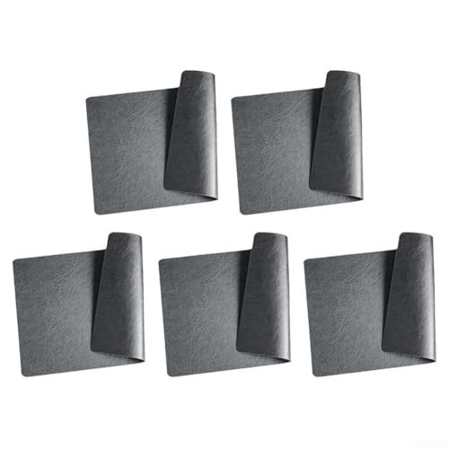 Tischsets aus Leder, waschbar, doppelseitig, rechteckig, für den Heimgebrauch (dunkelgrau), 5 Stück von Lastdaytime