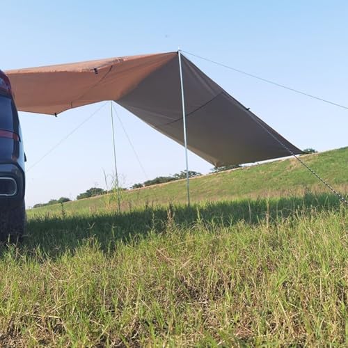 Tragbares Outdoor-Auto-Seitenmarkise, Dachzelt, wasserdichter Unterschlupf mit Ripstop-Polyester und Legierungsknöcheln zum Schutz bei Regen und Wind (Khaki) von Lastdaytime