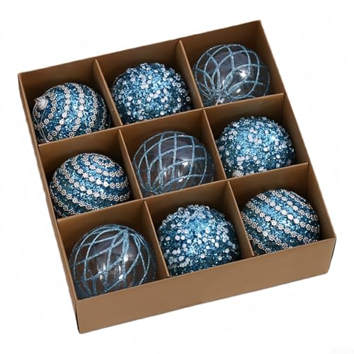 Weihnachtskugel-Set, 9-teilig, lebendige Kugel-Ornamente, um Ihre Urlaubsanzeige zu Hause oder Veranstaltungen zu verschönern (blau) von Lastdaytime