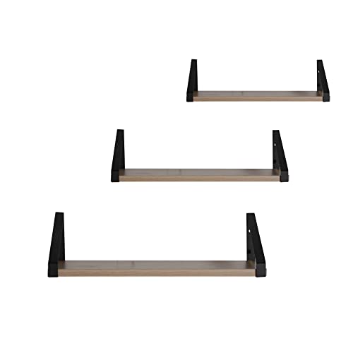 Last Deco Einzelregale Henche | Möbelregale | 3 Böden - Schwarz und Natur | Maße 40 x 11 x 12 cm von Lastdeco